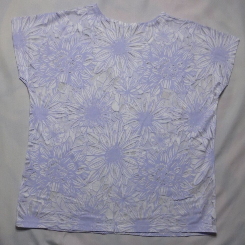 NWT CHRISTOPER & BANKS womens BLOUSE shirt WHITE lavender PURPLE sheer SIZE XL - Picture 10 of 10